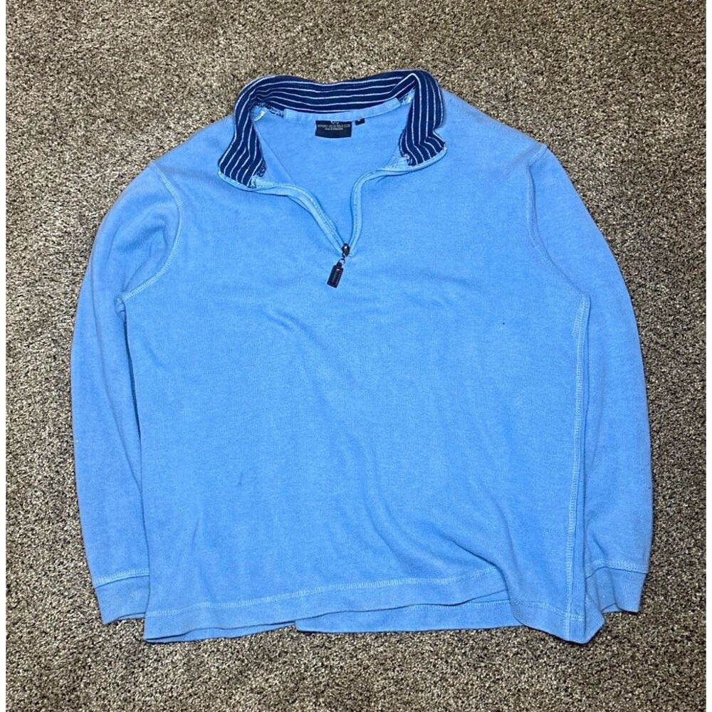 Beverly Hills Polo Club Men’s L Regular Collared 1/4 Zip Knit Sweater Blue